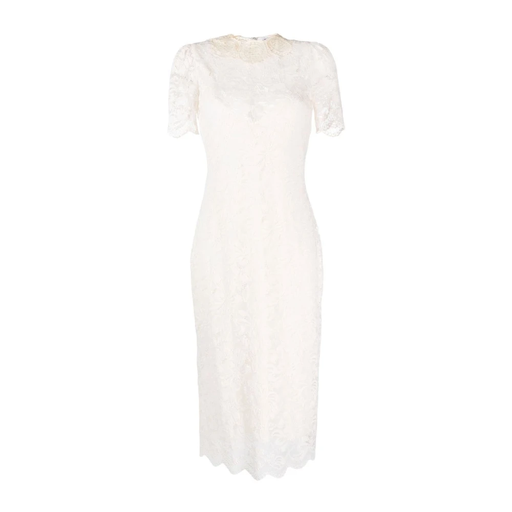 Paco Rabanne Elegante Guipure Midi Jurk in Beige Dames