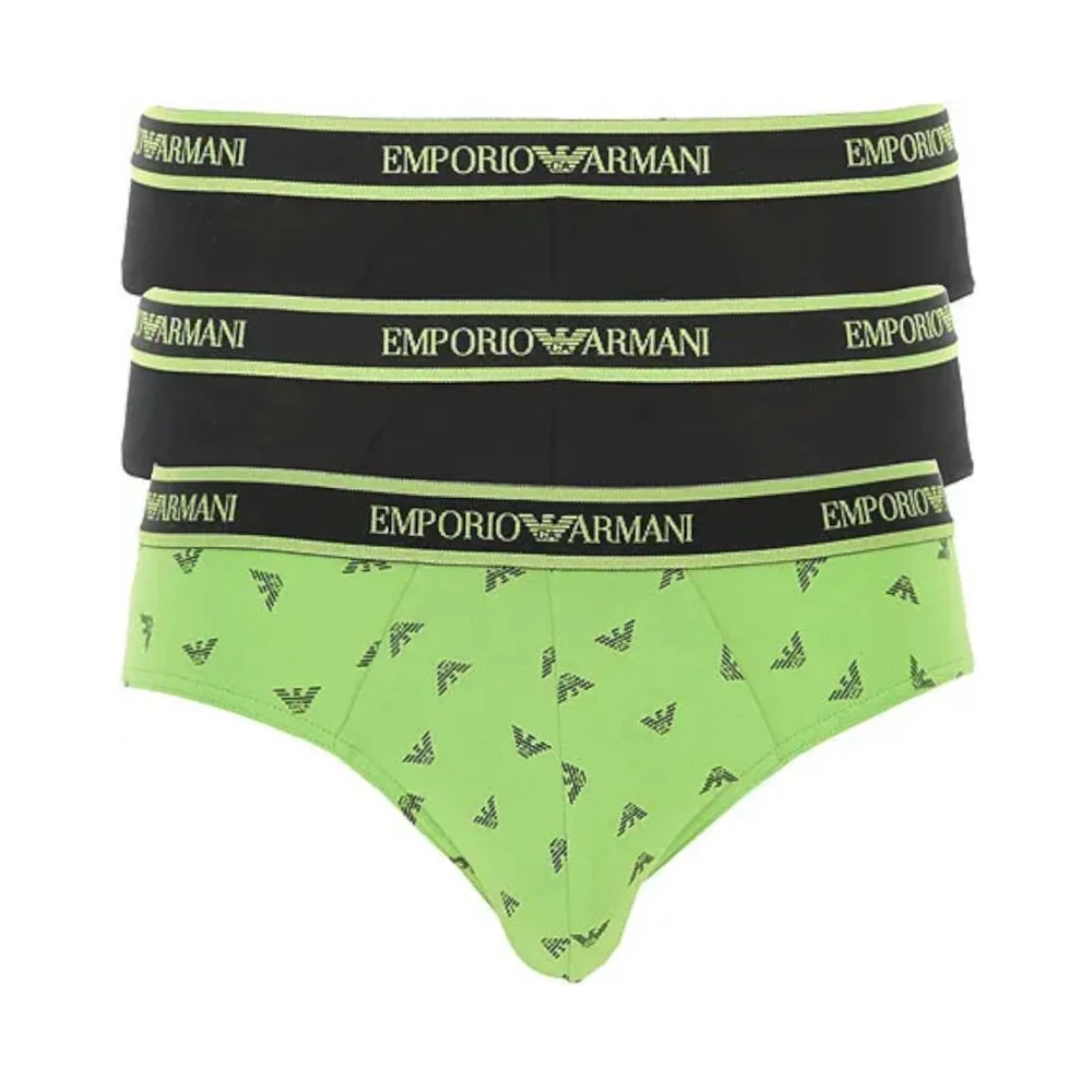 Emporio Armani Mannelijk Groente Drie-Pack Slips Met Logo Tailleband
