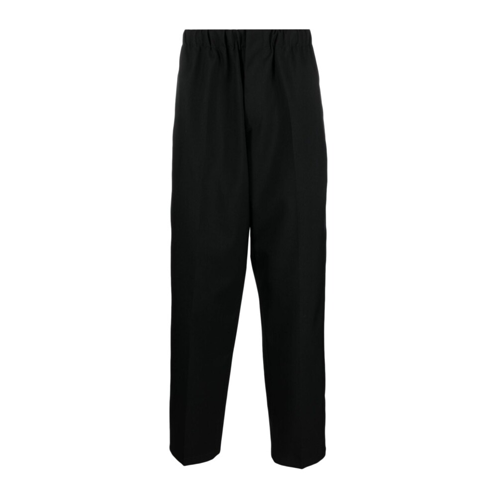 Pantalones negros con cintura el stica y plisados Jil Sander