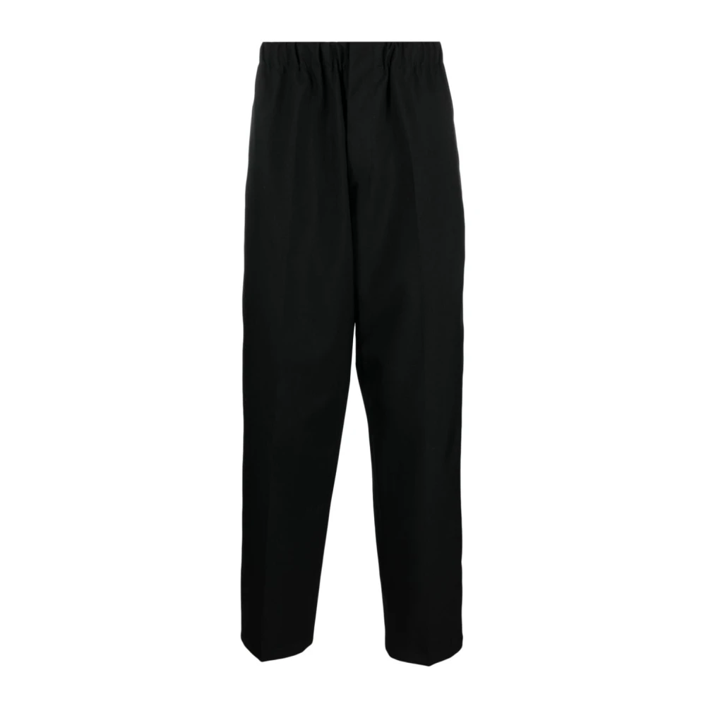 Jil Sander Zwarte broek met elastische taille en plooien Black Heren