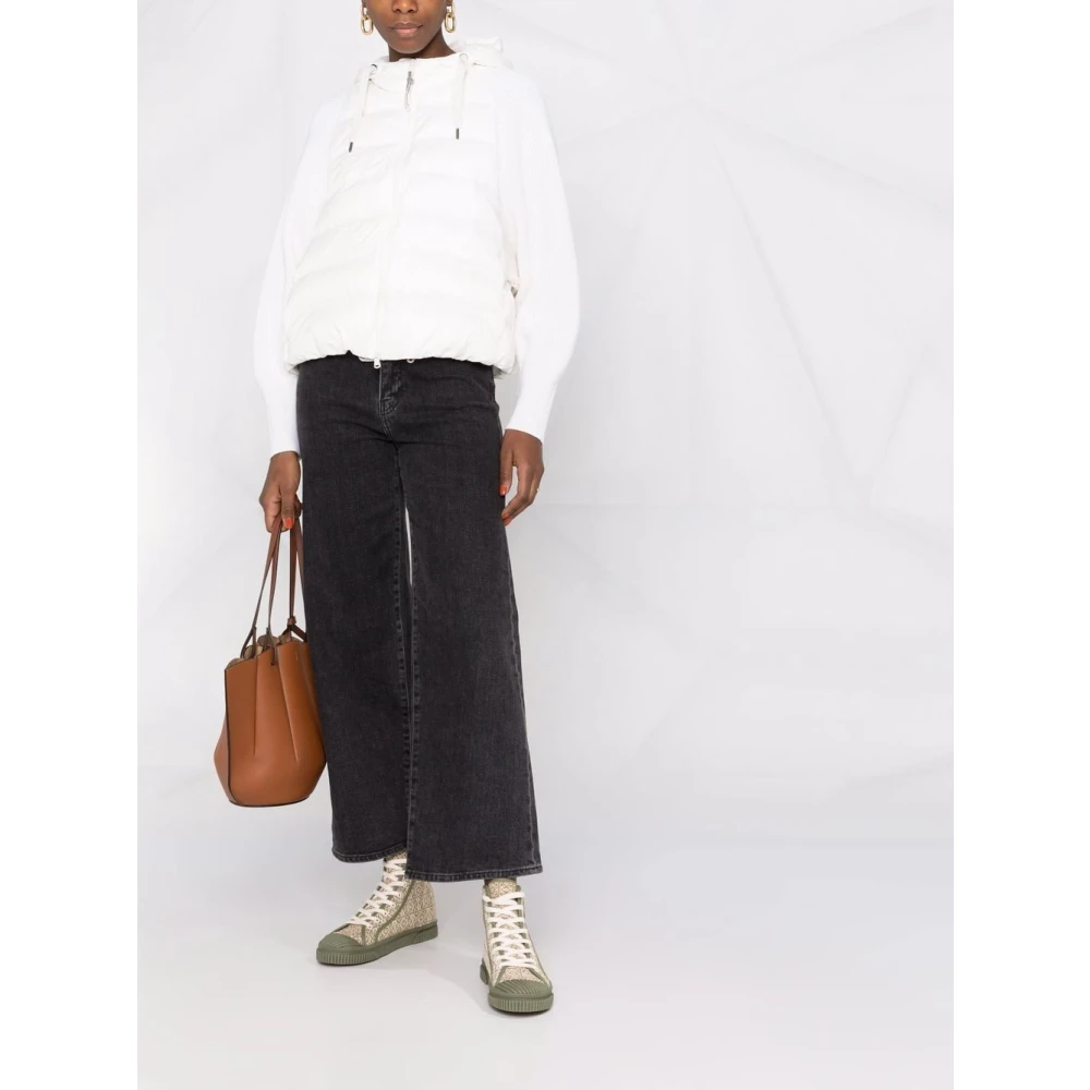 BRUNELLO CUCINELLI Witte Gewatteerde Jas met Trekkoord Capuchon White Dames