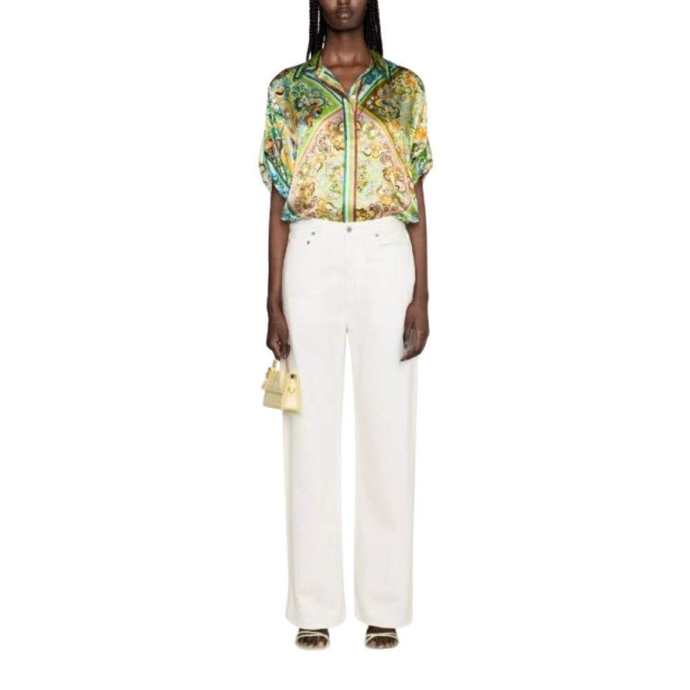 Citizens of Humanity Baggy Wide-Leg Jeans met Logo Patch White Dames