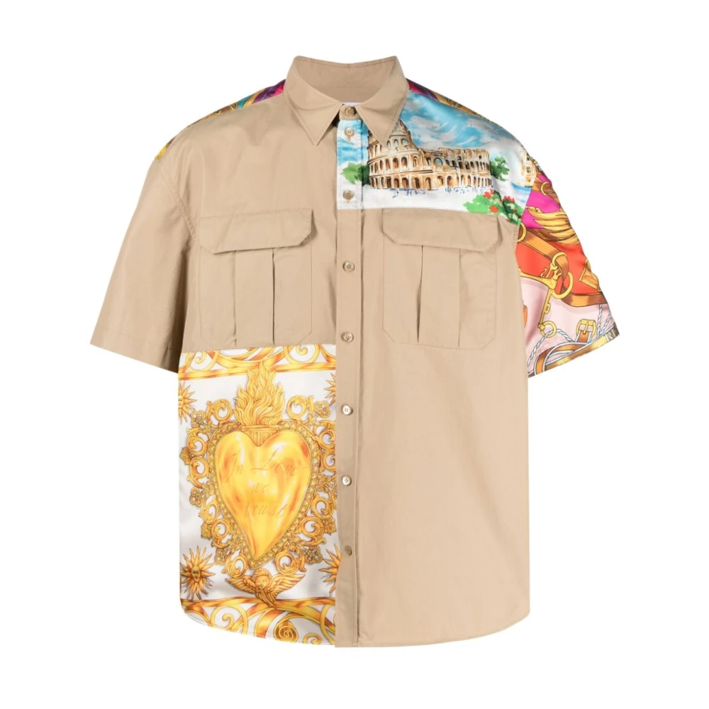 Moschino Beige Multikleur Katoenen Overhemd Multicolor Heren