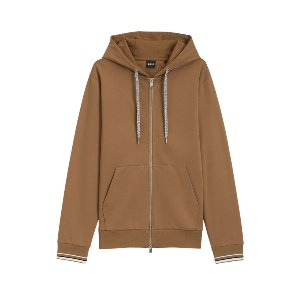 Hugo Men's Brown Spence Zip-Through Hoodie - Zip-Throughs - M - Sweatshirts & Hoodies