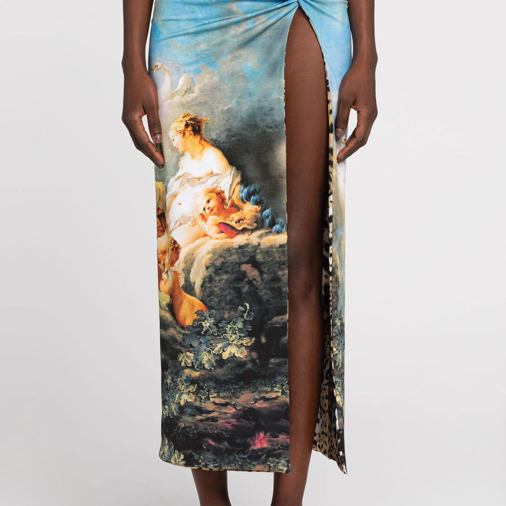 Roberto Cavalli Asymmetrische Schilderij-Print Rok Multicolor Dames
