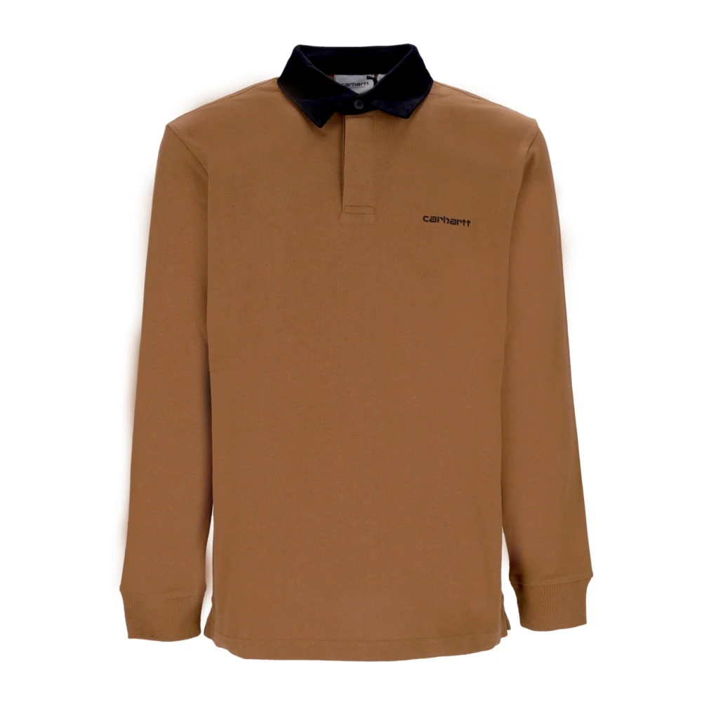 Carhartt WIP Lange Mouw Polo Cord Rugby Shirt Brown Heren