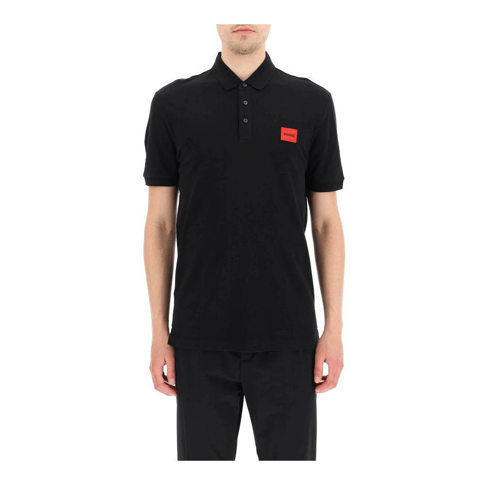 Hugo Boss Rood Logo Slim Fit Polo Shirt Black Heren