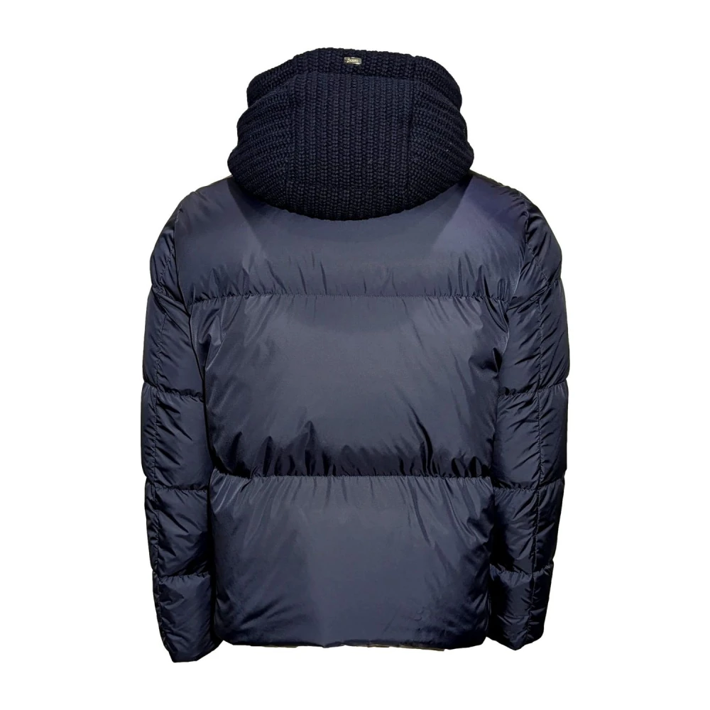 Herno Hybrid Puffer Jacket met Capuchon Blue Heren