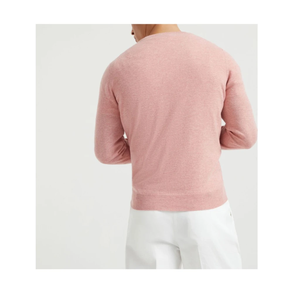 BRUNELLO CUCINELLI Gele Crew Neck Sweater Geribbeld Yellow Heren