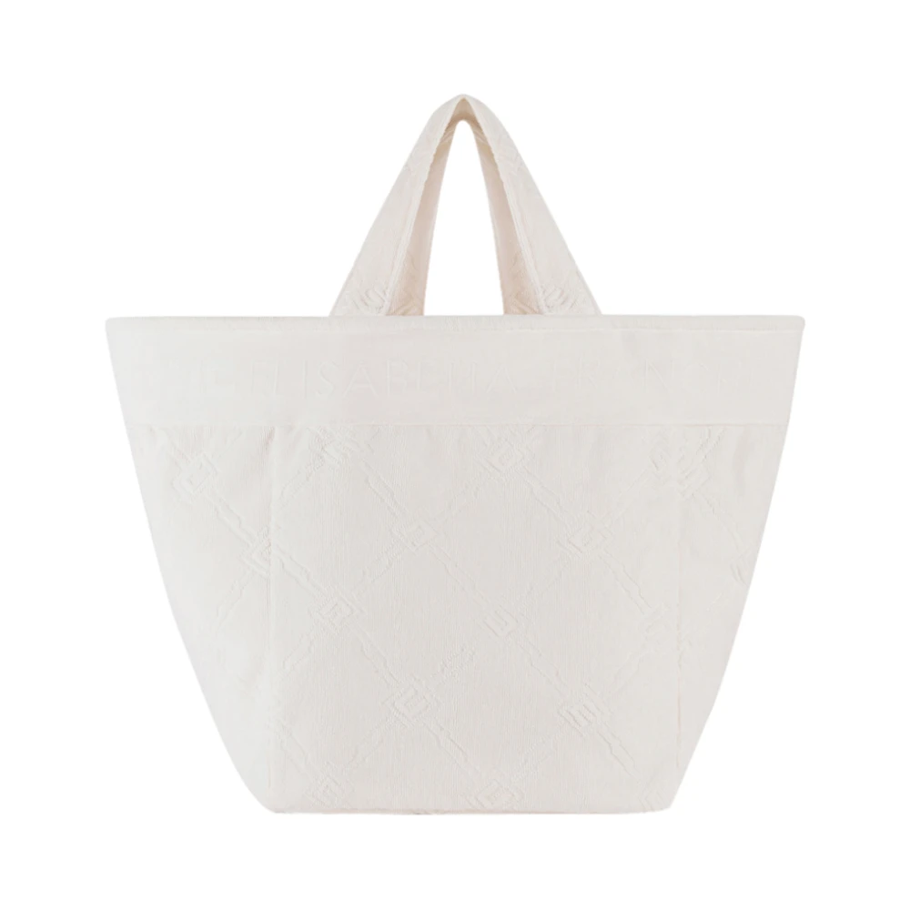 Elisabetta Franchi Chique Jacquard Tote Shopper Tas White Dames