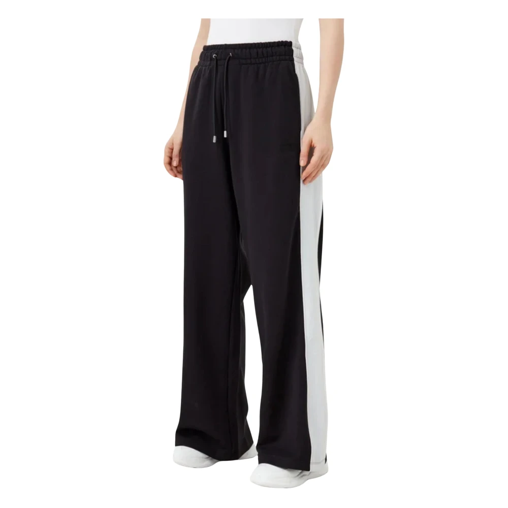 Hugo Black Wide Leg Cotton Trousers - Female - Sweatpants - M - Trousers