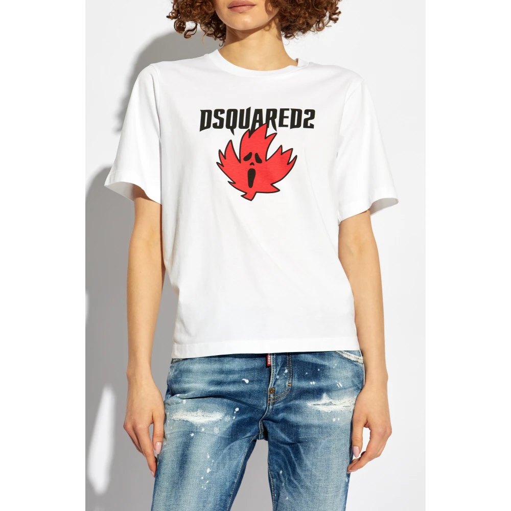 Dsquared2 Bedrukt T-shirt White Dames