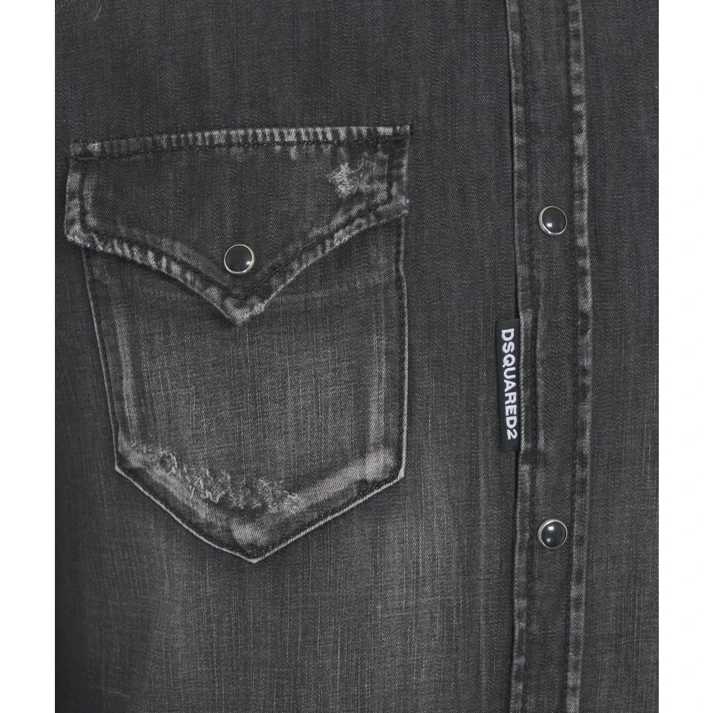Dsquared2 Zwarte Western Denim Overhemd Stijlvol Casual Black Heren