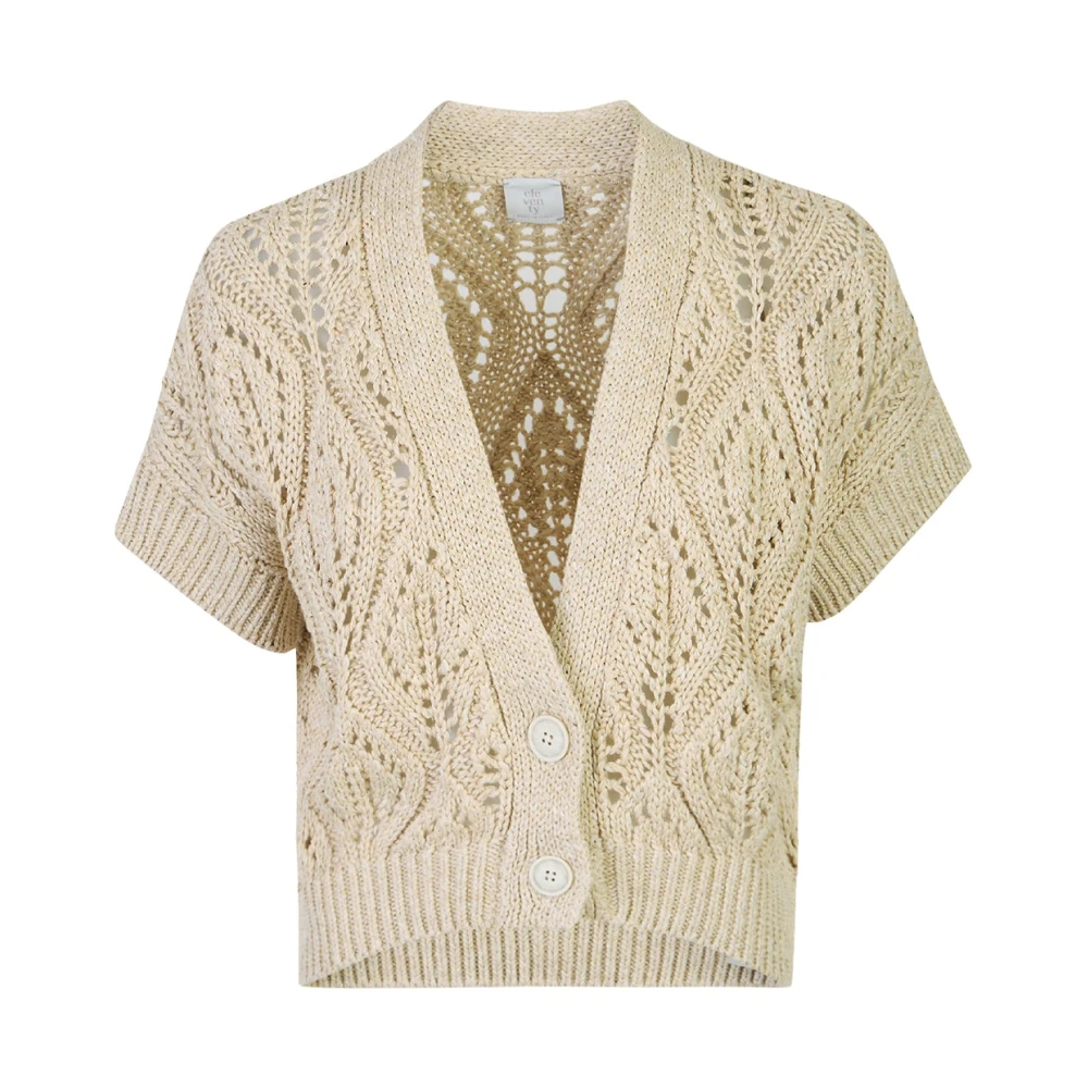 Eleventy Women's Beige Cardigans, Xs, Maglia Cardigan Due Bottoni