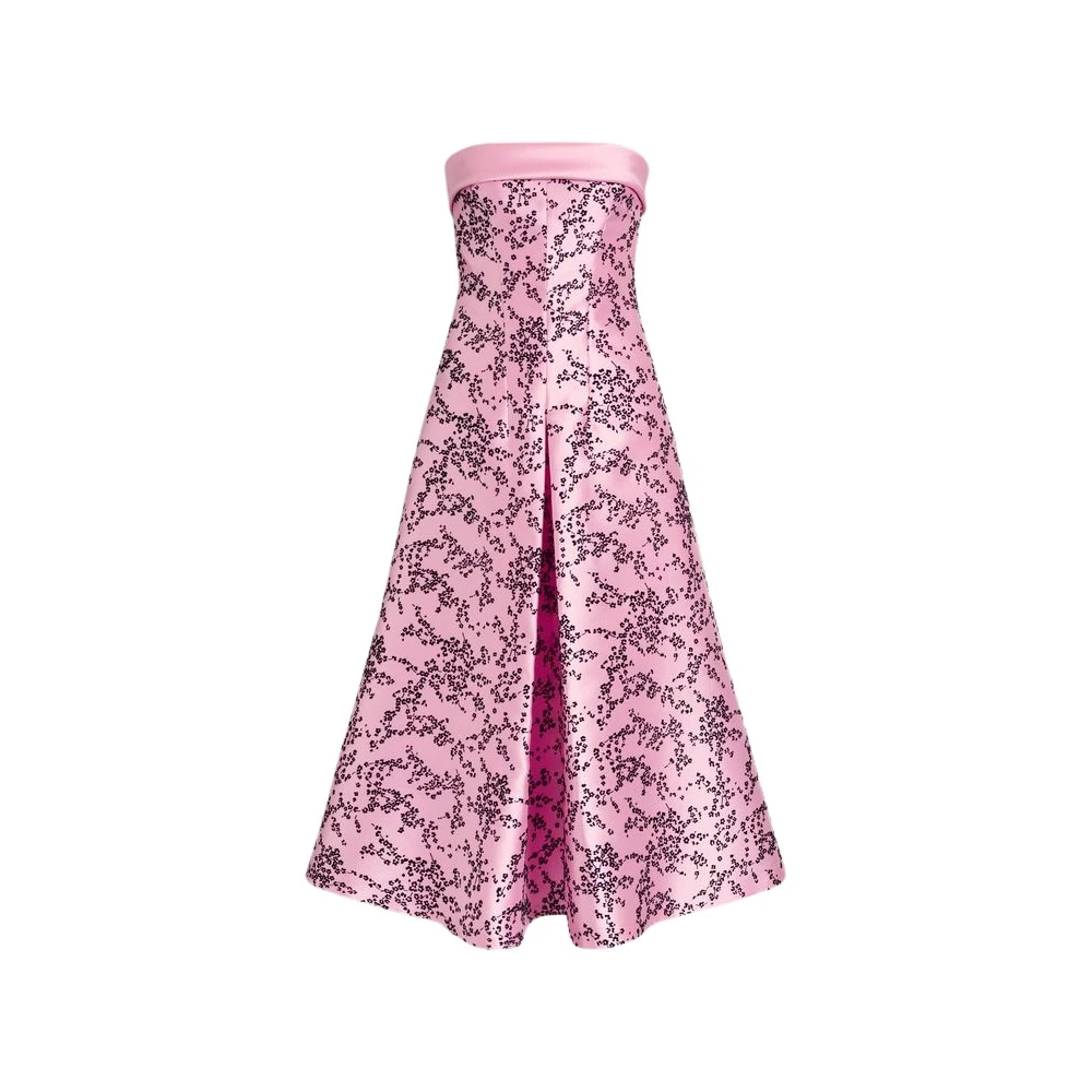 Alberta Ferretti Multicolor Strapless Midi Dress In Floral Mikado - Female - Party Dresses - M - Dresses