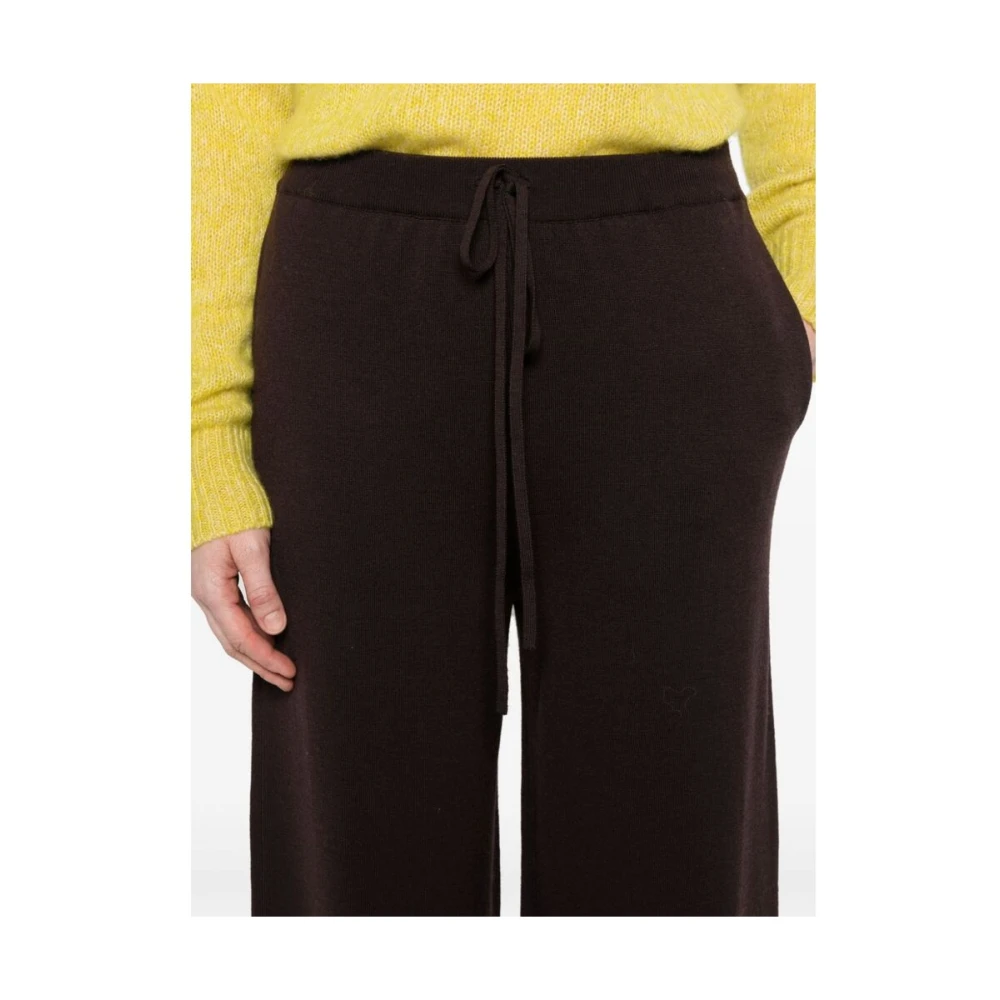 Stella Mccartney Bruine Wol Gebreide Trekkoord Broek Brown Dames