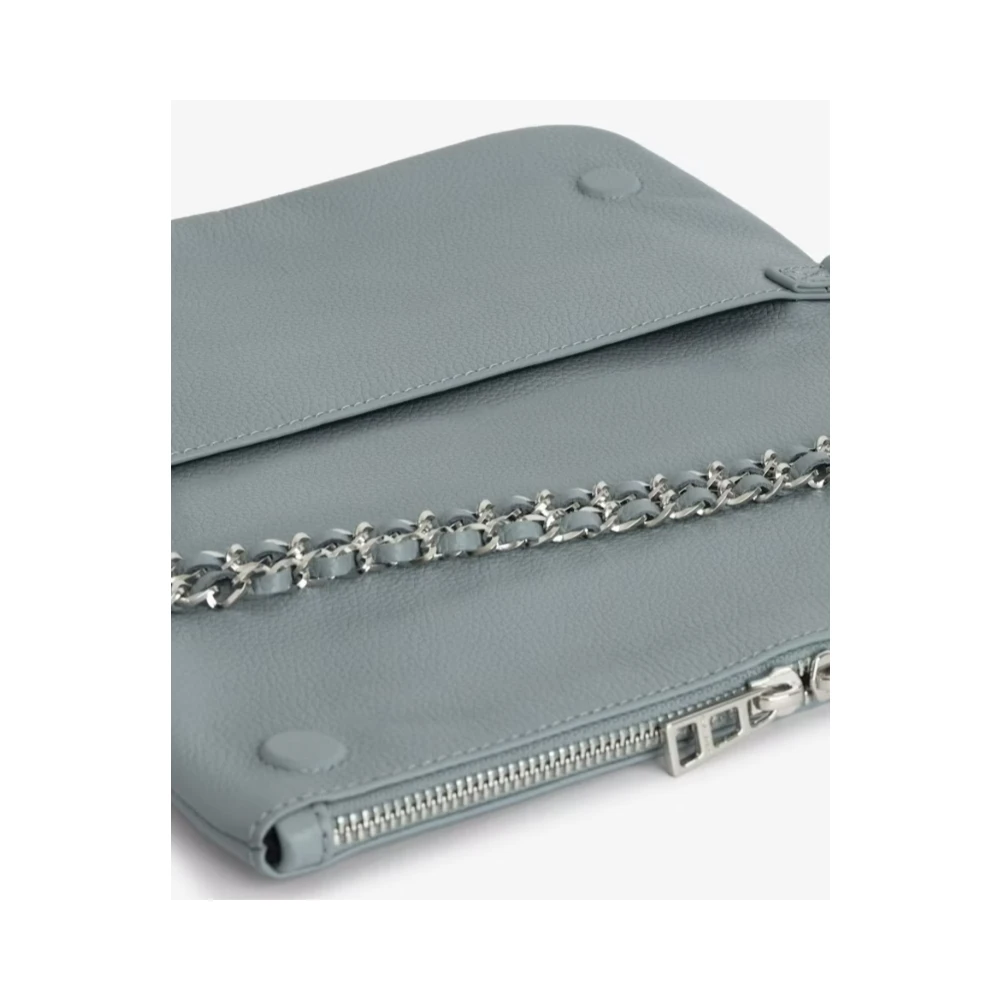 Zadig & Voltaire Grijze Leren Clutch met Strass Vleugels Gray Dames