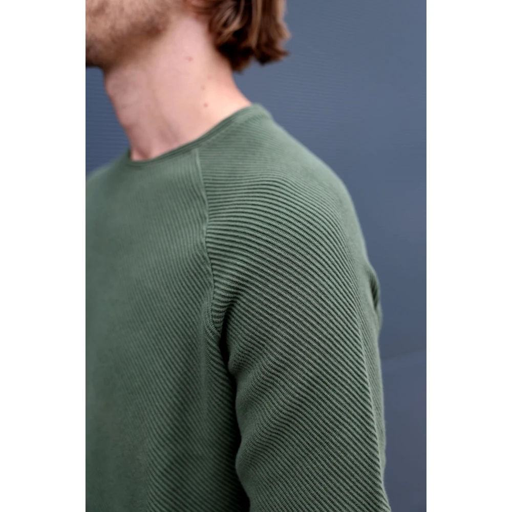 Kultivate Oblique Crew Neck Jumper Green Heren