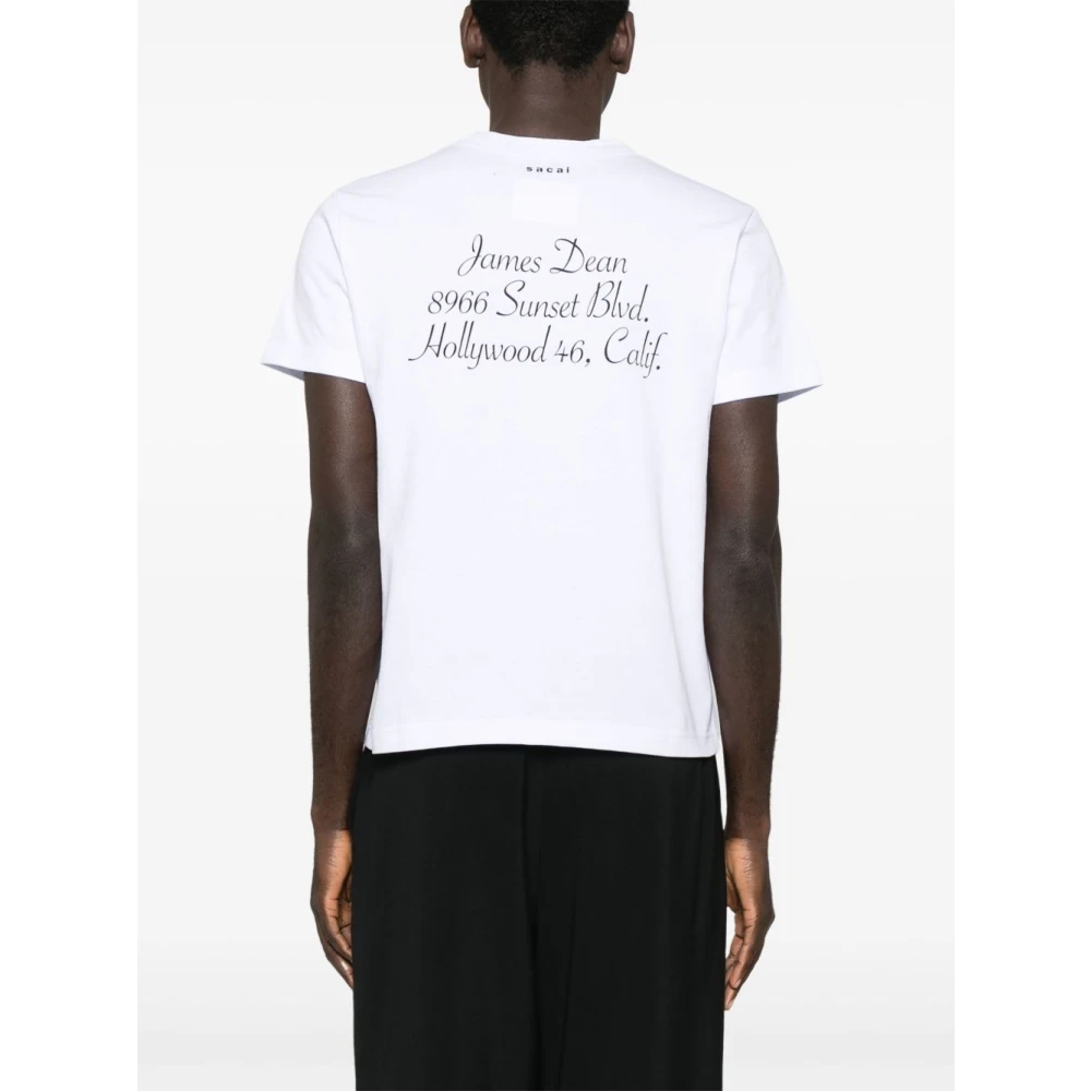 Sacai Wit Katoenen T-shirt met Tekstprint White Heren