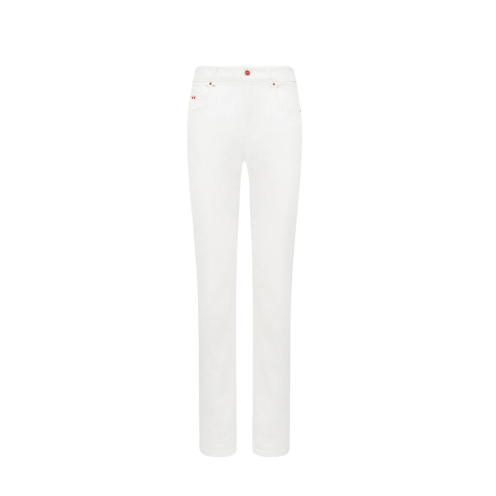 Kiton Vit Slim-Fit Bomull-Kashmir Jeans White, Dam