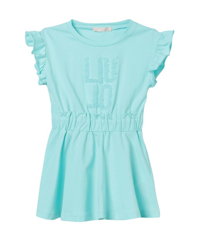 turquoise-ruffled-cotton-dress-for-girls