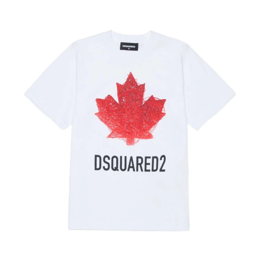 Dsquared2 Boys White Kids Short Sleeve T-Shirts, 6 Y, Crew Neck Short Sleeve Logo Print T-Shirt