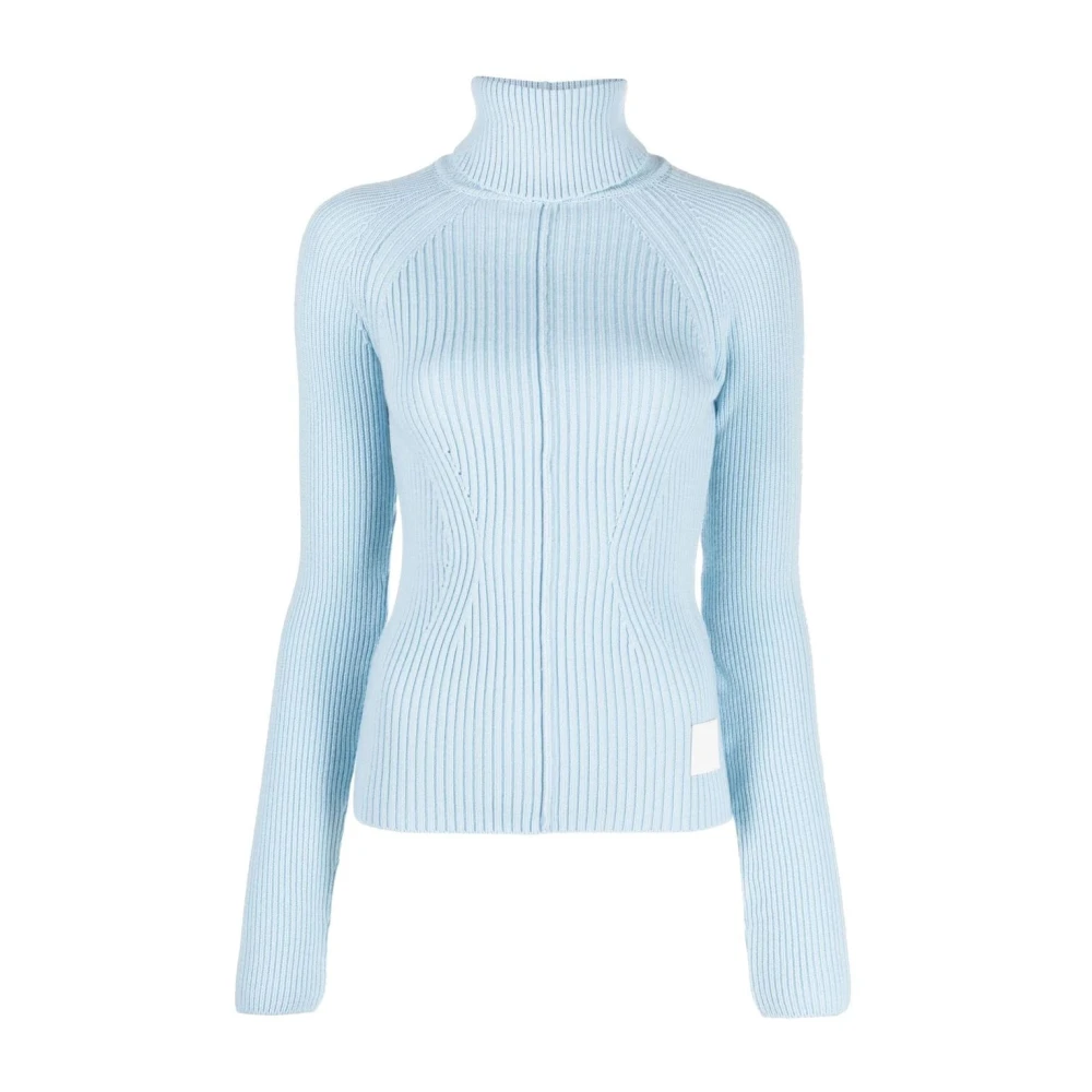 Marc Jacobs Women's Blue Ribbed Turtleneck Jumper - Turtlenecks - Xs - Knitwear
