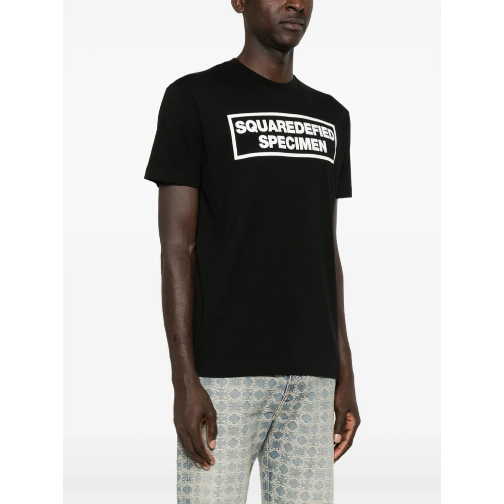 Dsquared2 Zwart Tekst Print Crew Neck T-shirt Black Heren