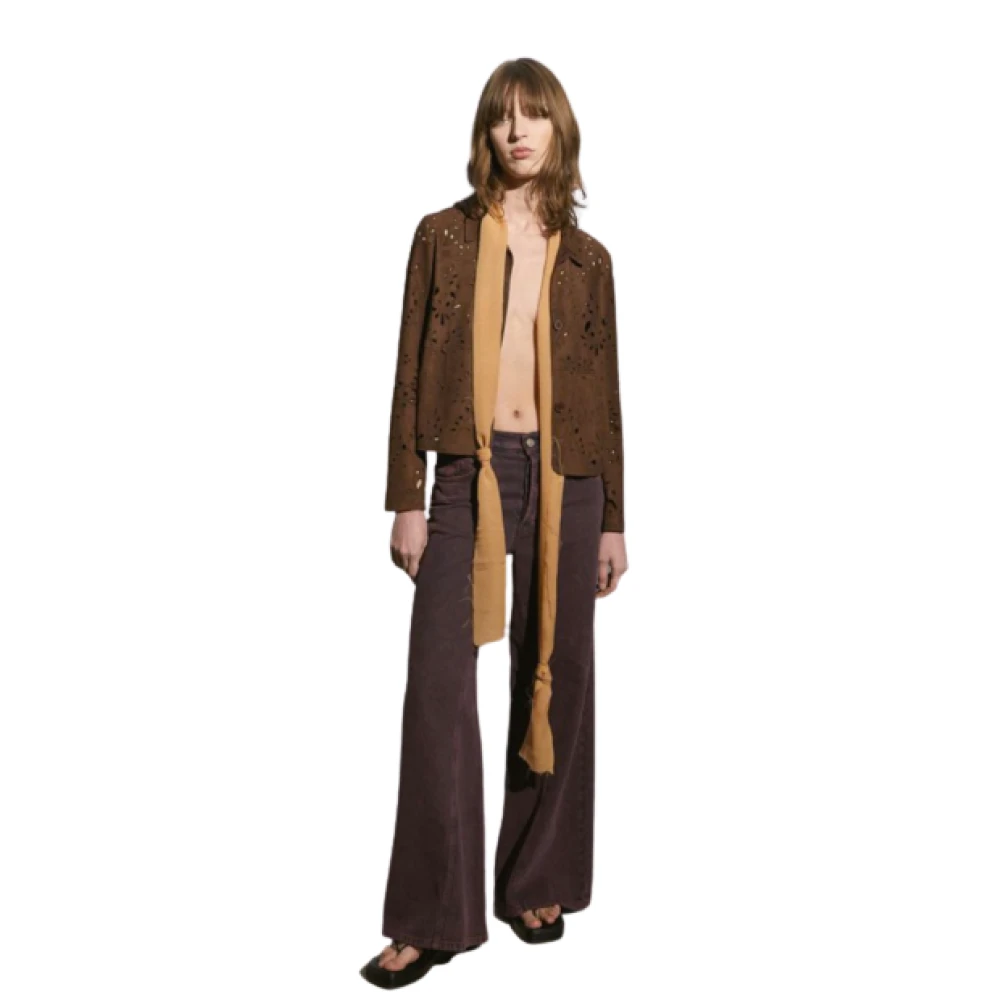 S.w.o.r.d 6.6.44 Laser Cutout Chocolade Suede Jas Brown Dames