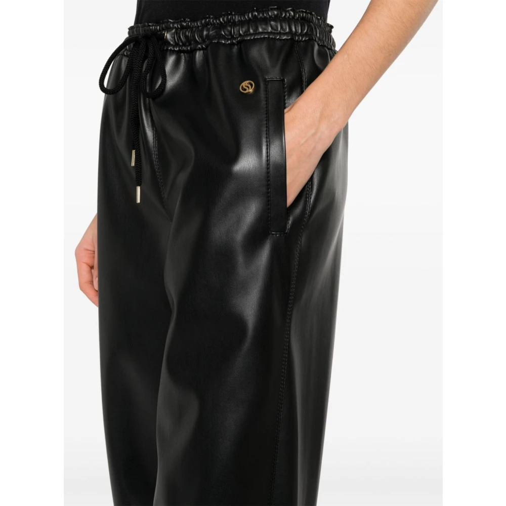 Stella Mccartney Zwarte Imitatieleren Broek Black Dames