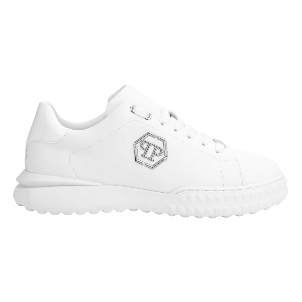 Philipp Plein Nappa Leder Lage Sneakers Hexagon unisex Schoenen Wit