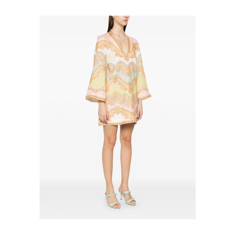 Zimmermann Korte Mouw Tuniek Mini Jurk Multicolor Dames