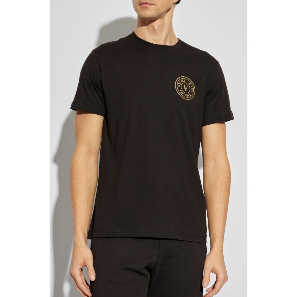 Versace Jeans Couture T-shirt met bedrukt logo Black Heren