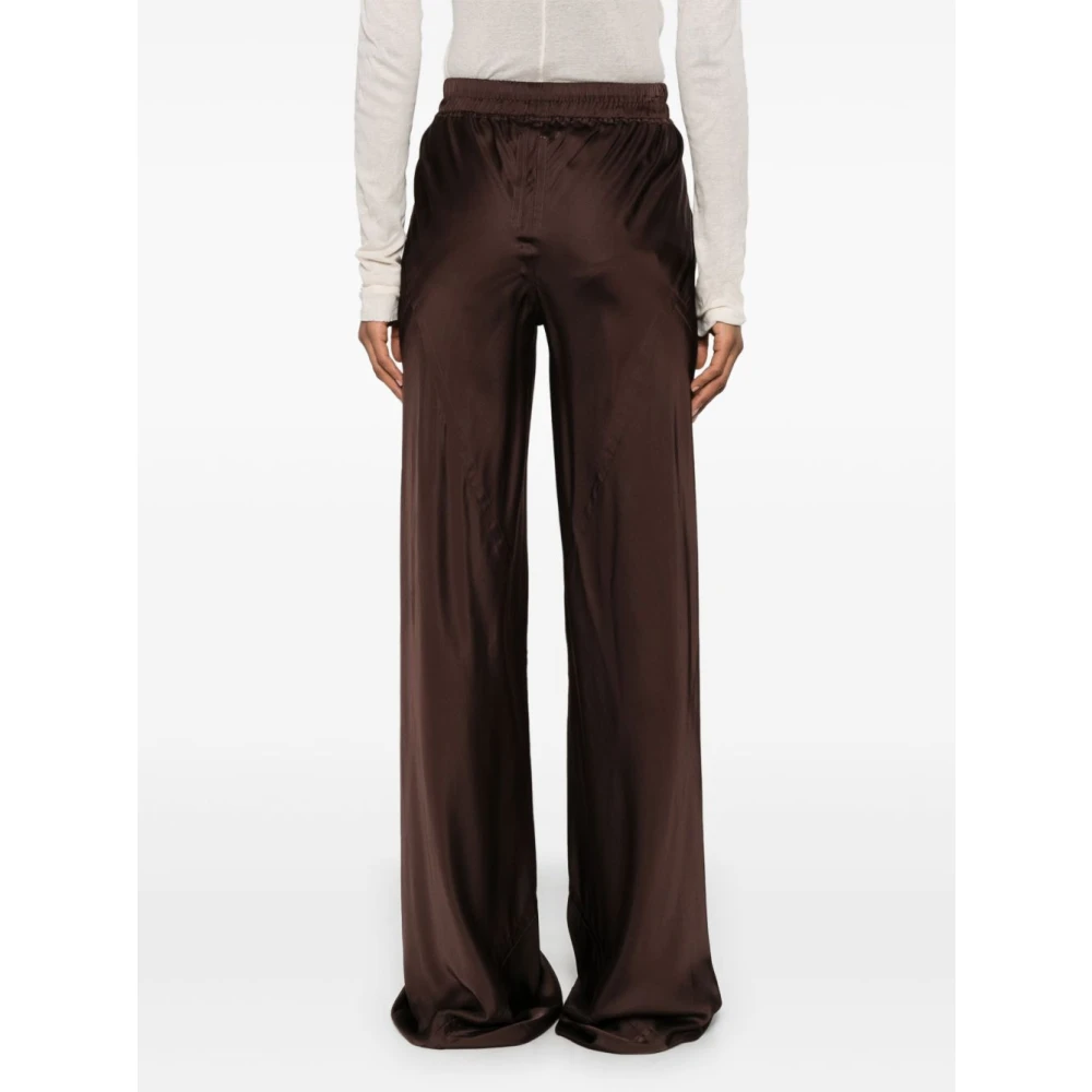 Rick Owens Wide Leg Satin Broek Brown Dames