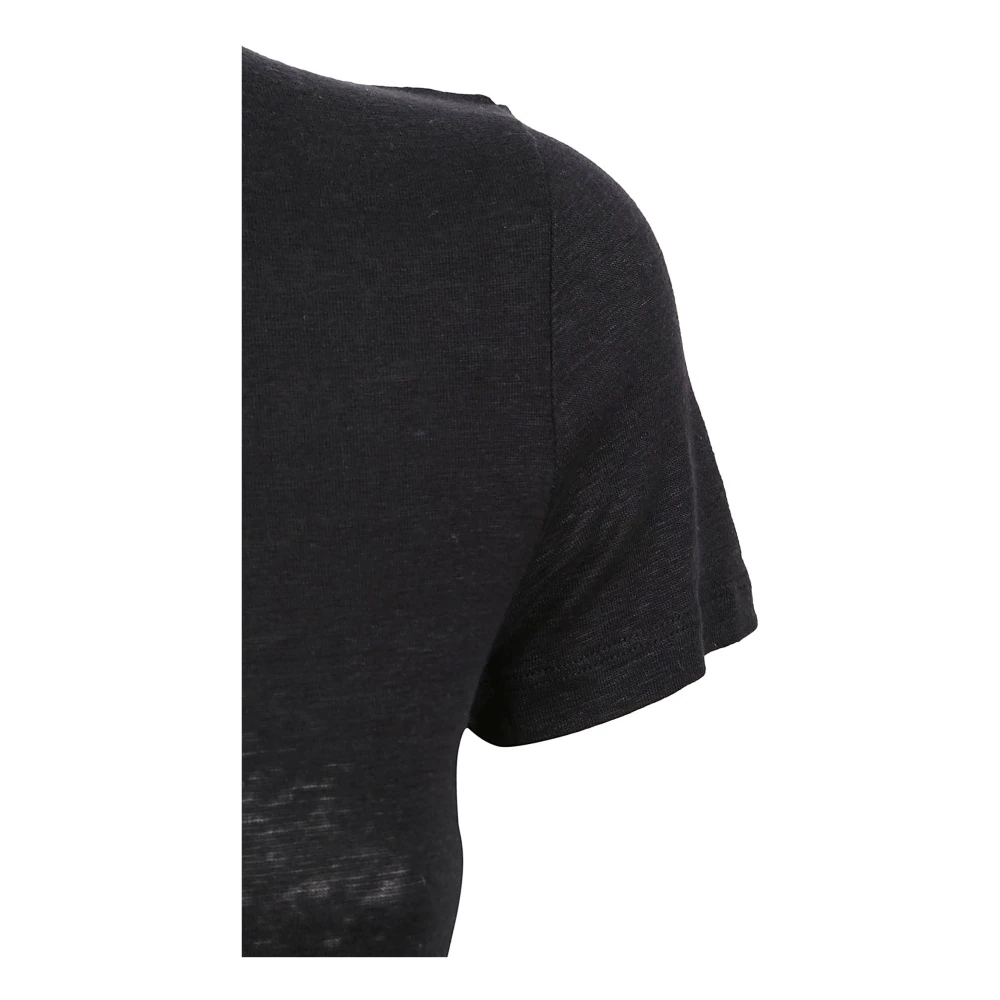 majestic filatures Zwarte Linnen Elastaan T-shirts en Polos Black Dames