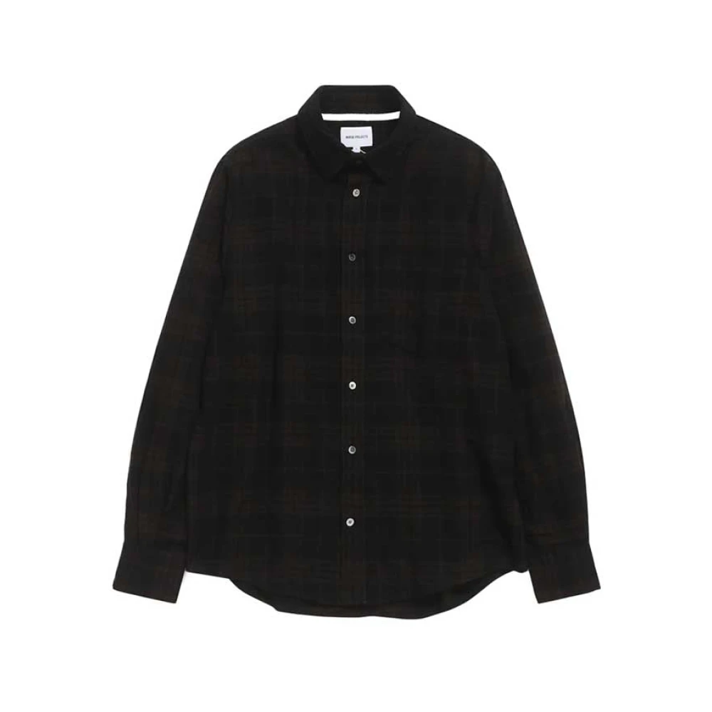 Norse Projects Relaxte geruite wollen overhemd Espresso Brown Heren