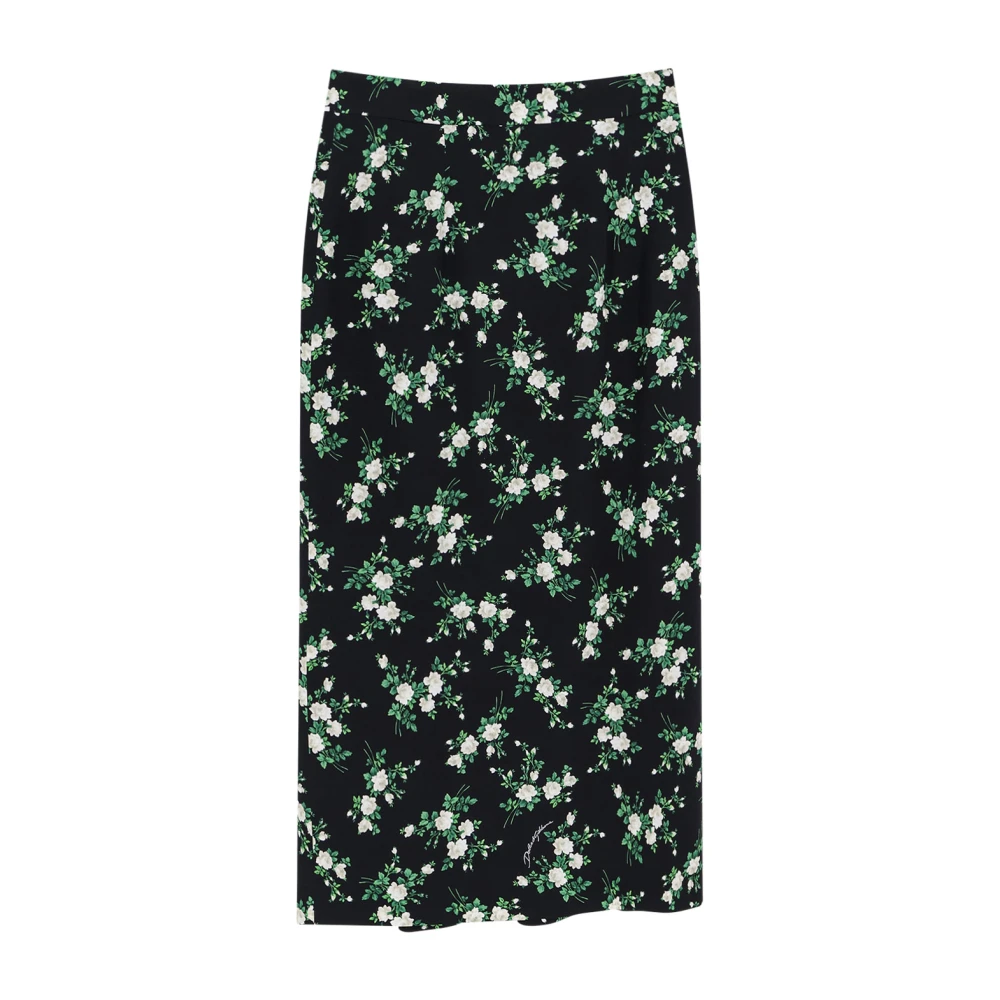 Dolce & Gabbana Women's Black Midi Floral Skirt - Midi Skirts - Xs - Skirts