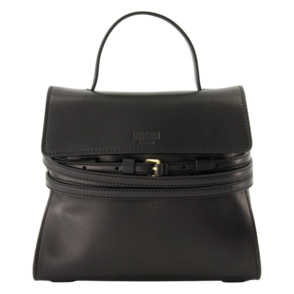 Moschino Chique Zwarte Leren Tie Me Tas Black Dames
