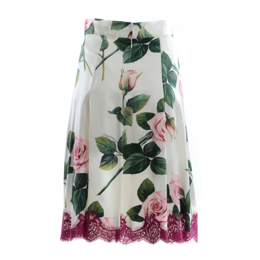 Dolce & Gabbana Bloemen Midi Rok voor Vrouwen Pink Dames