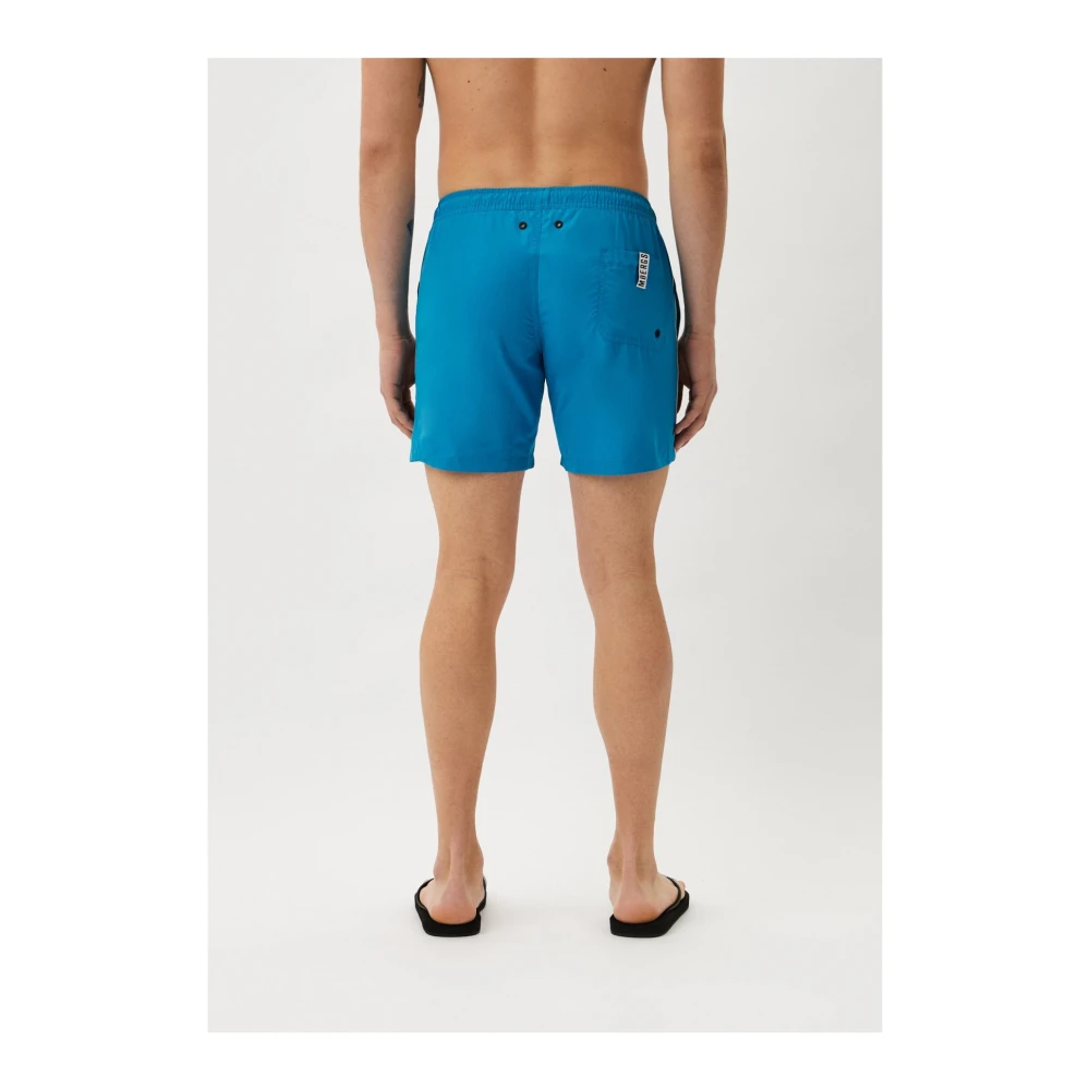 Bikkembergs Logo Print Zwembroek Blauw Blue Heren
