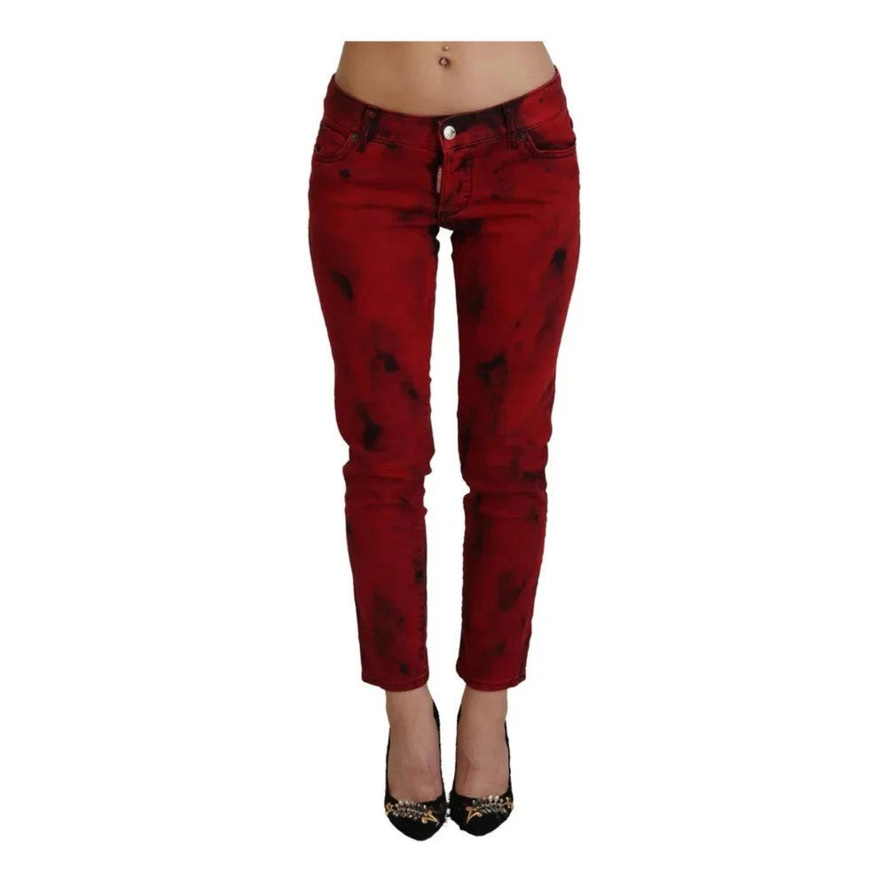 Dsquared2 Rode Zwarte Tie Dye Skinny Jeans Red Dames