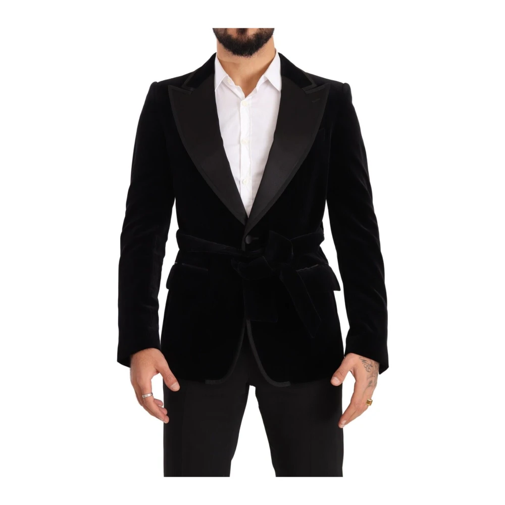 Dolce & Gabbana Men's Black Elegant Single Breasted Velvet Blazer