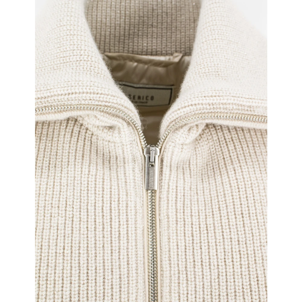 PESERICO Gilet met lurex details en ritssluiting Beige Dames