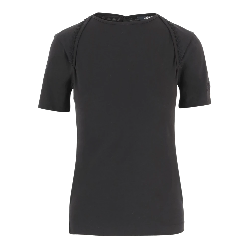 Jacquemus Black Cotton Top With Back Button Placket - Female - T-Shirts - M - Tops