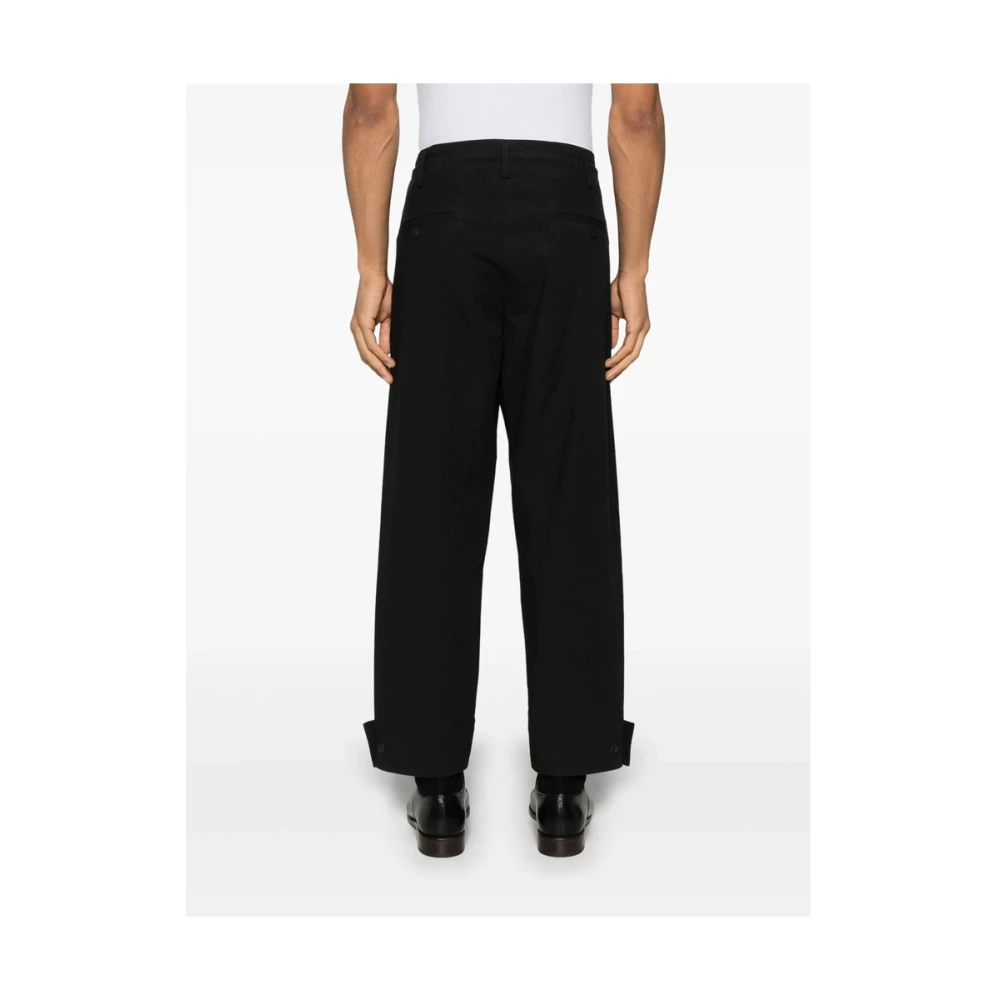 Yohji Yamamoto Zwarte broek met knopen en zakken Black Heren
