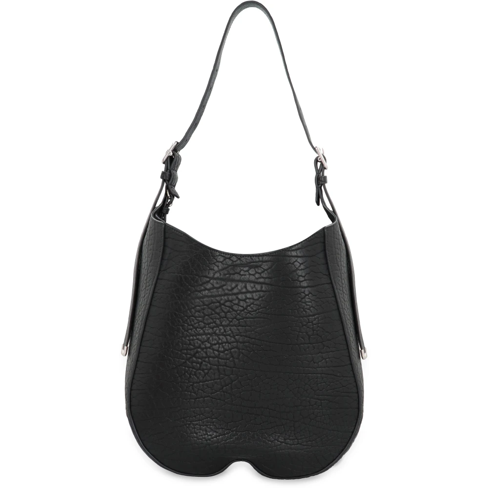 Burberry Schaken Leren Crossbody Tas Black Dames