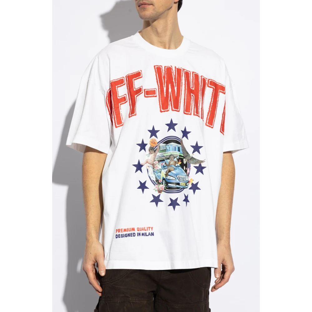 Off White T-shirt met print White Heren
