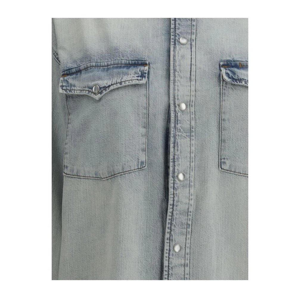 Re Done Denim shirt met opgestikte zakken Blue Dames