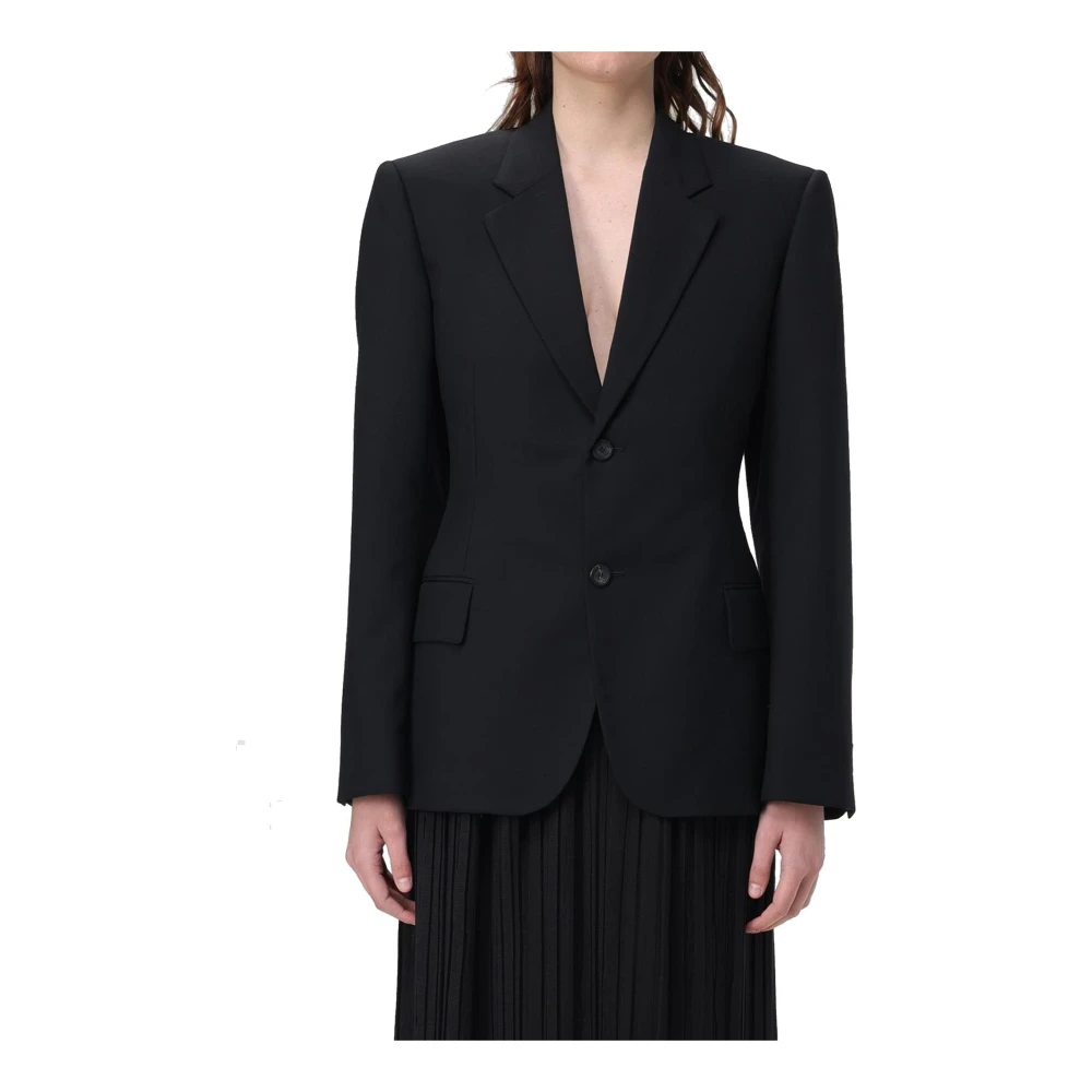 Balenciaga Zwarte Wollen Jas Elegant Ontwerp Black Dames