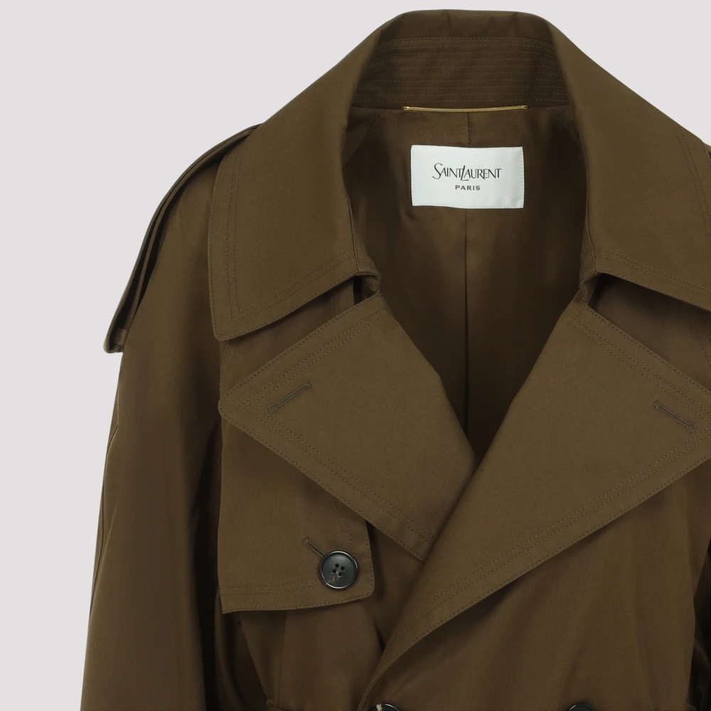 Saint Laurent Klassieke Trenchcoat voor tijdloze stijl Brown Dames